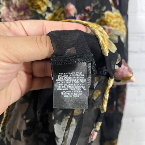 A New Day Tunic Women XXL Floral Velvet Burnout Sheer Pullover Blouse Top - Picture 5 of 11